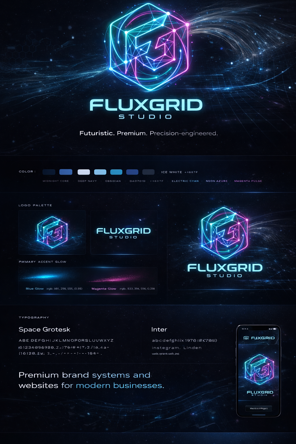 FluxGrid Studio brand mockup